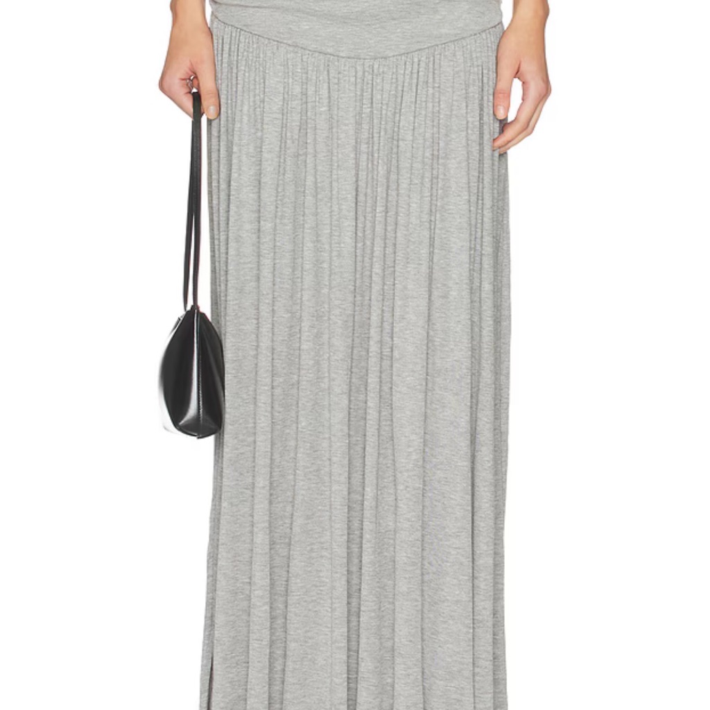 Aya Muse Light Gray Pleated Maxi Skirt